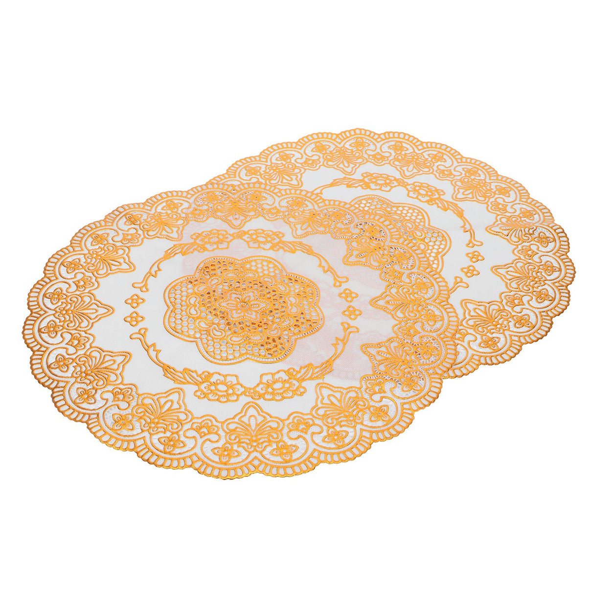 2PCS 38x38cm Table Mats PVC Gold Placemats Cup Mat Coaster for Wedding Party SuppliesRound 01