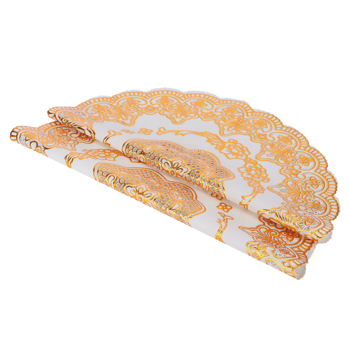 2PCS 38x38cm Table Mats PVC Gold Placemats Cup Mat Coaster for Wedding Party SuppliesRound 01