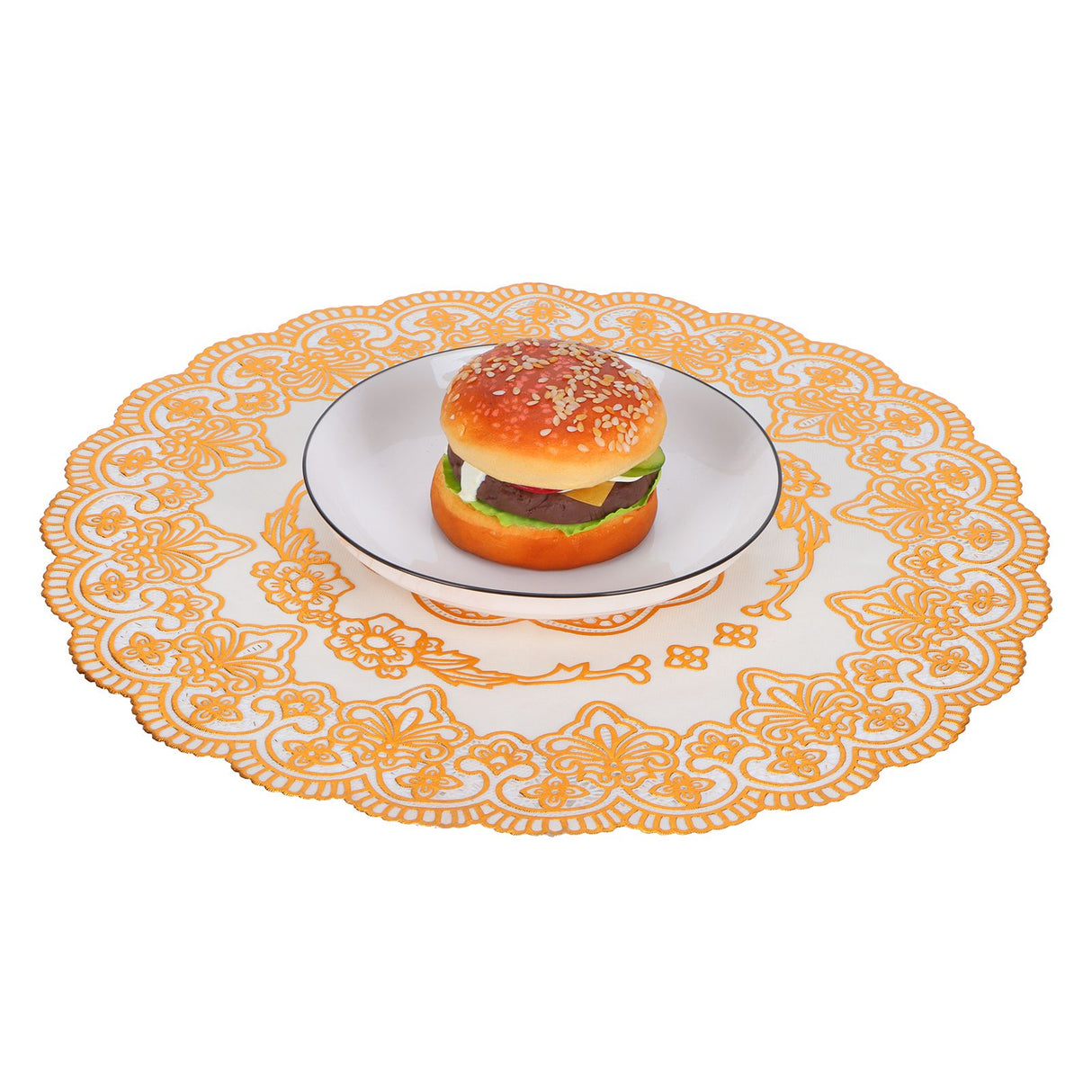 2PCS 38x38cm Table Mats PVC Gold Placemats Cup Mat Coaster for Wedding Party SuppliesRound 01