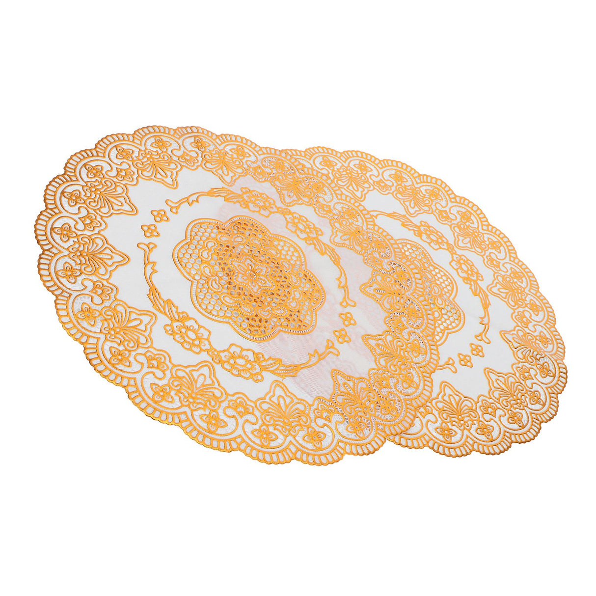 2PCS 38x38cm Table Mats PVC Gold Placemats Cup Mat Coaster for Wedding Party SuppliesRound 01