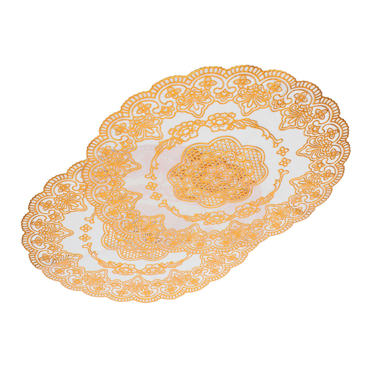 2PCS 38x38cm Table Mats PVC Gold Placemats Cup Mat Coaster for Wedding Party SuppliesRound 01