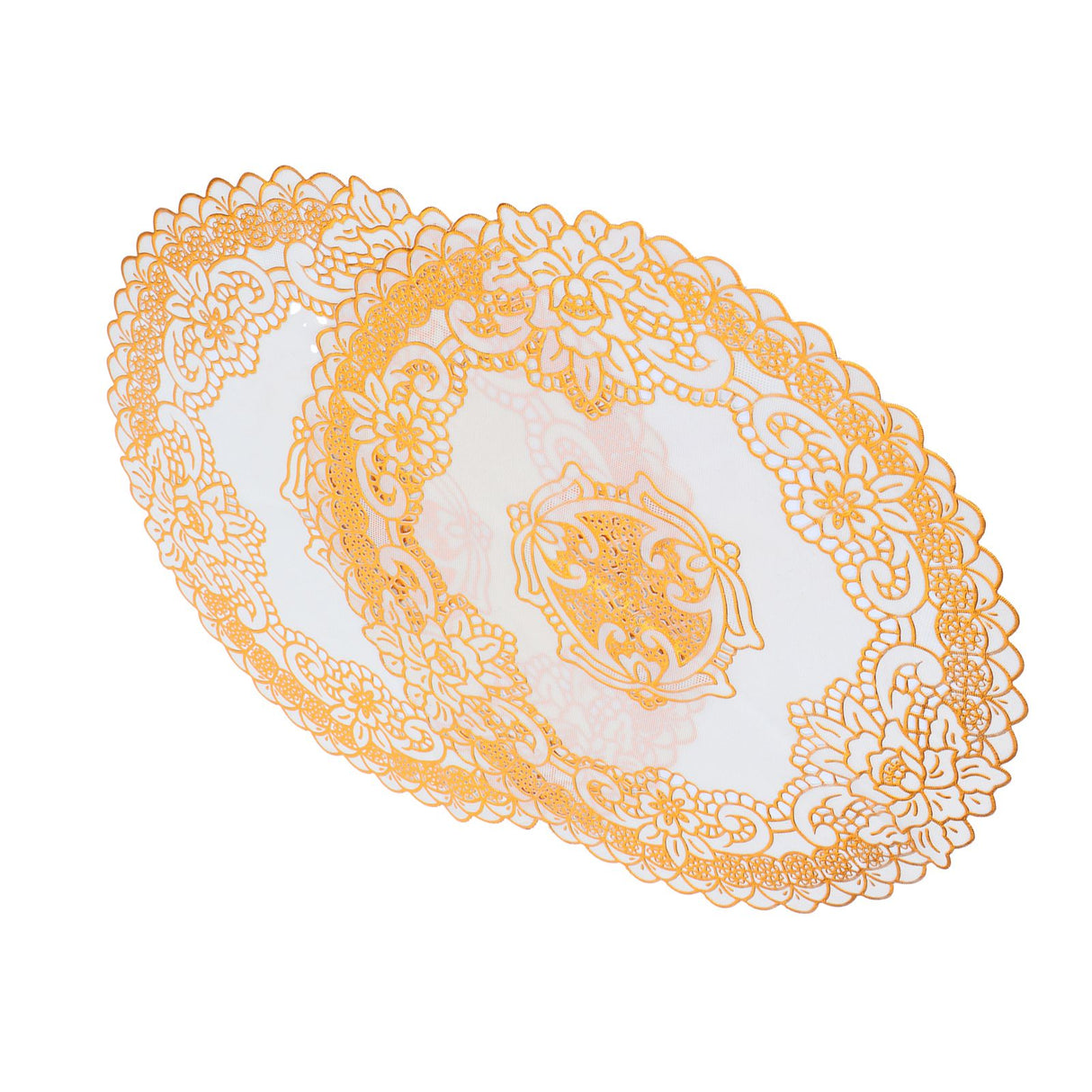 2PCS 38x38cm Table Mats PVC Gold Placemats Cup Mat Coaster for Wedding Party SuppliesRound 02