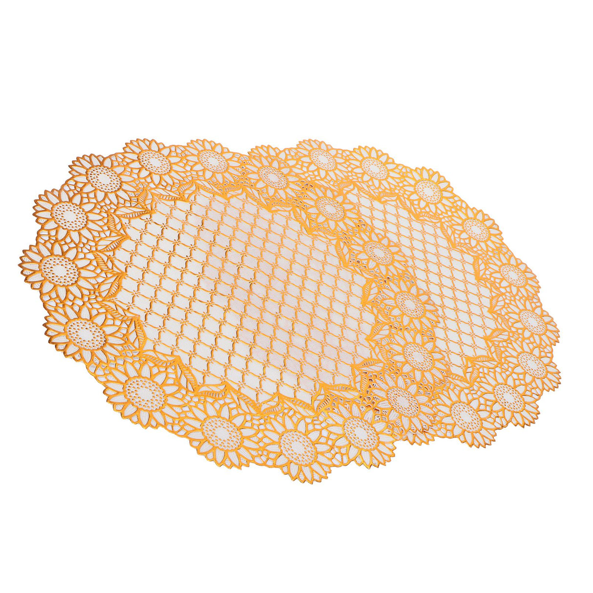 2PCS 38x38cm Table Mats PVC Gold Placemats Cup Mat Coaster for Wedding Party SuppliesRound 03