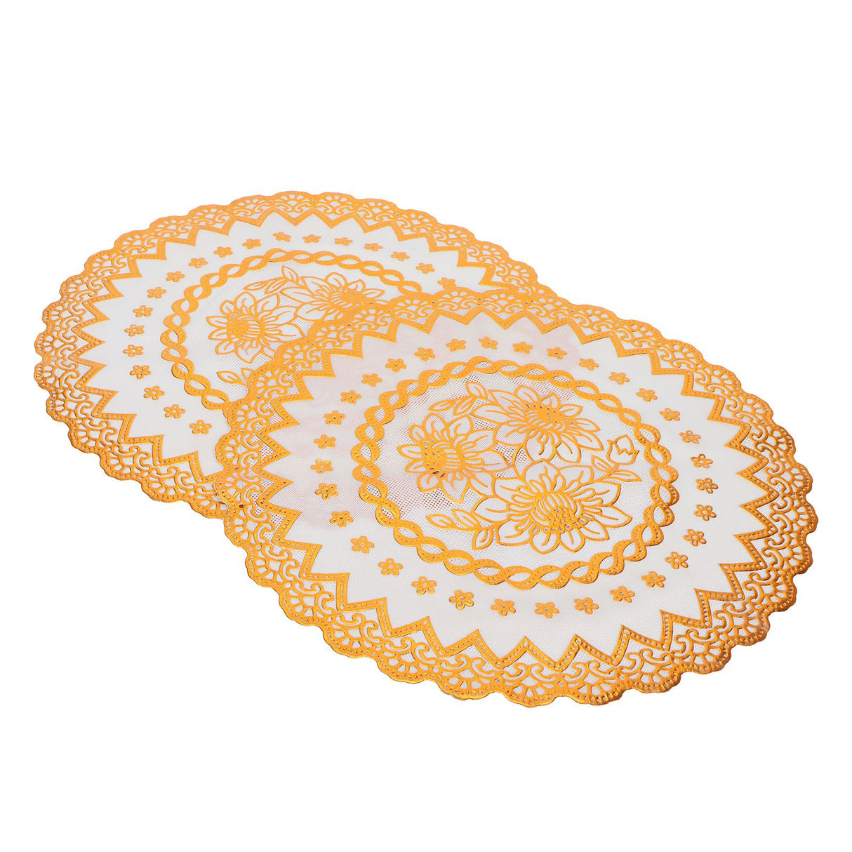 2PCS 38x38cm Table Mats PVC Gold Placemats Cup Mat Coaster for Wedding Party SuppliesRound 04