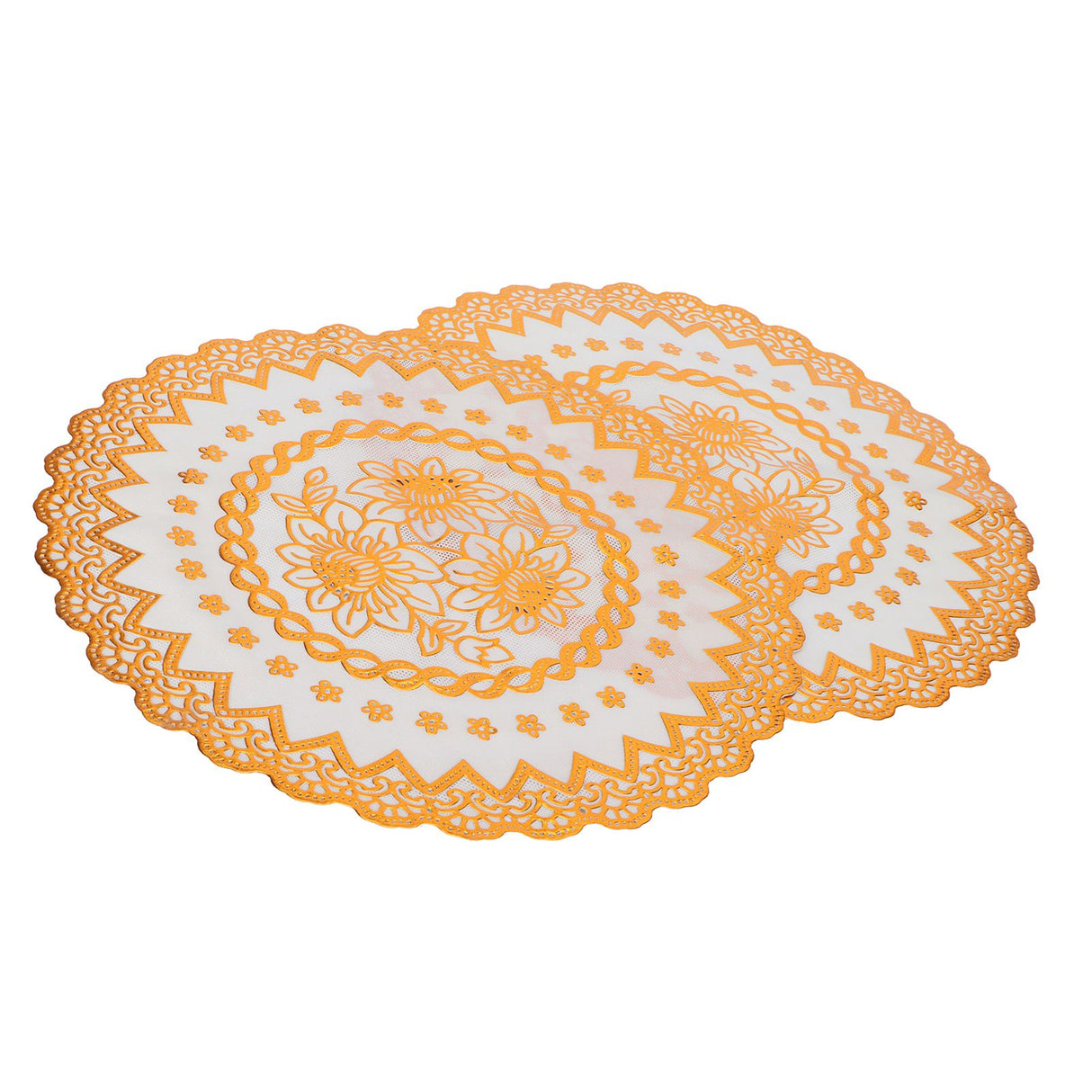 2PCS 38x38cm Table Mats PVC Gold Placemats Cup Mat Coaster for Wedding Party SuppliesRound 04