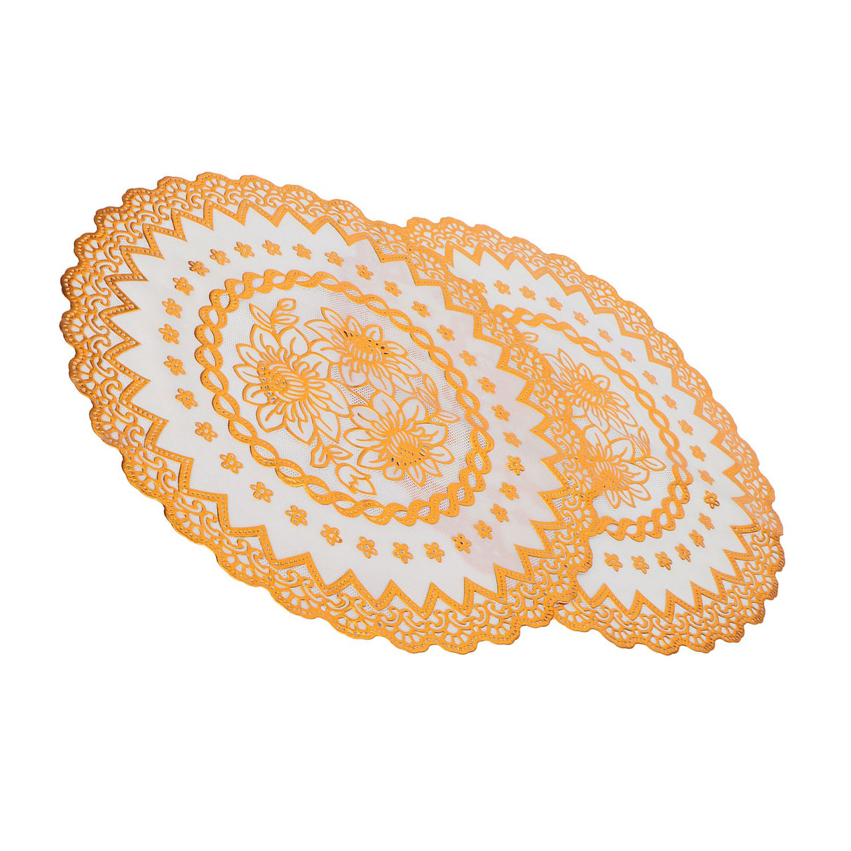 2PCS 38x38cm Table Mats PVC Gold Placemats Cup Mat Coaster for Wedding Party SuppliesRound 04