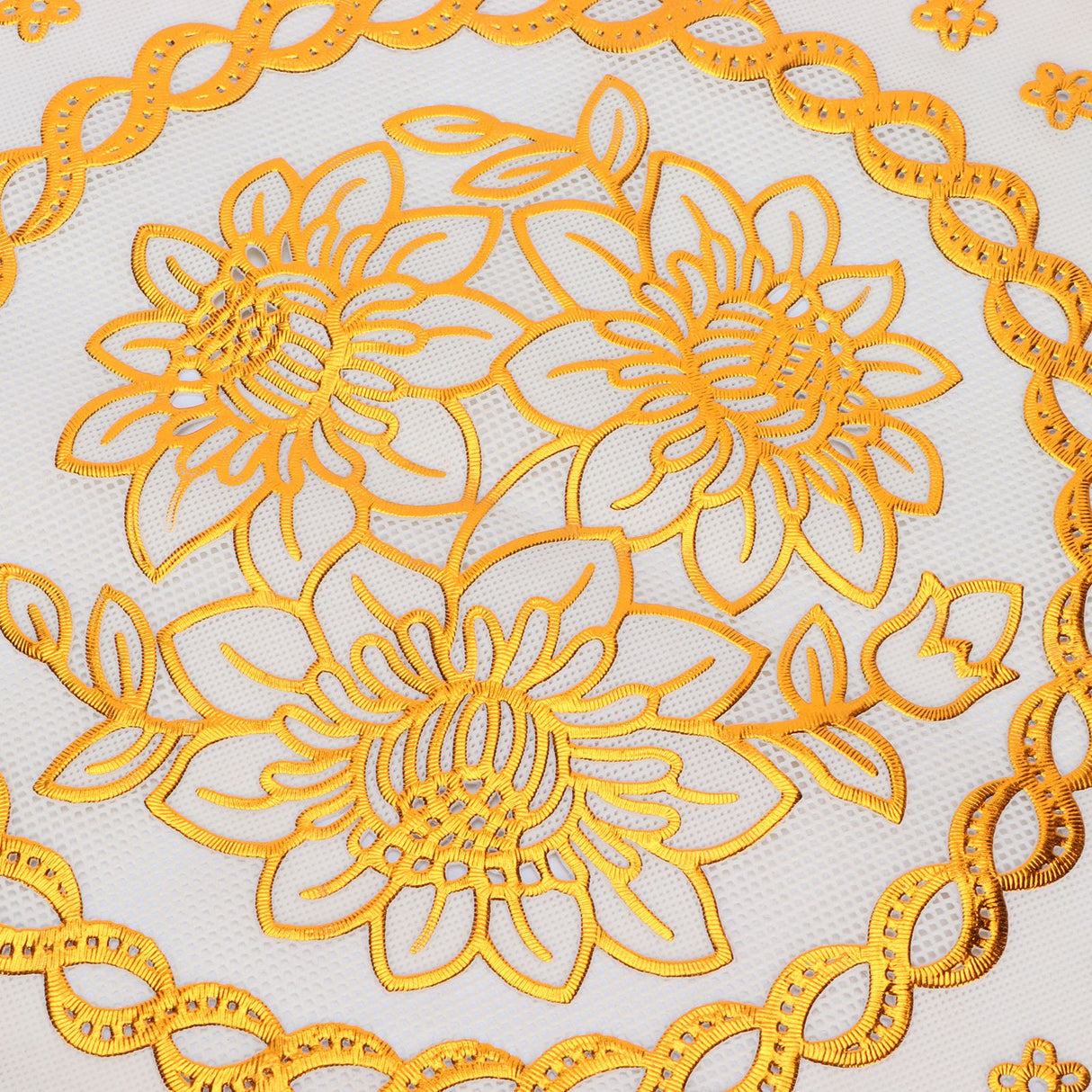 2PCS 38x38cm Table Mats PVC Gold Placemats Cup Mat Coaster for Wedding Party SuppliesRound 04