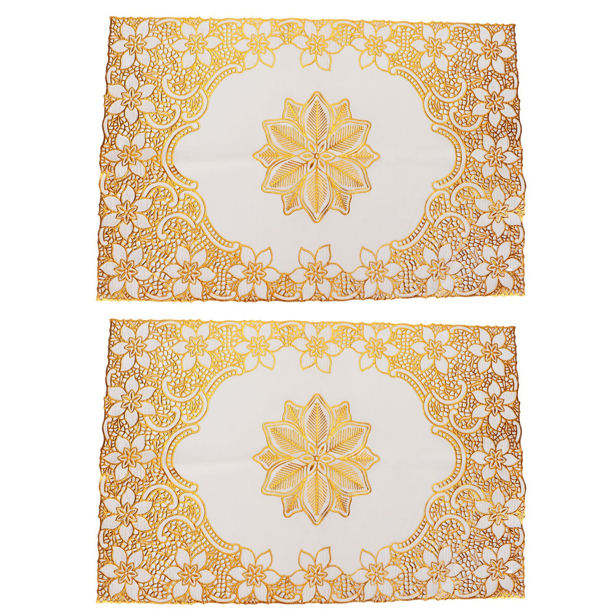 2PCS 30cmx45cm PVC Table Mat Gold Placemats Cup Coaster Pad Kitchen Wedding DecorationStyle 2