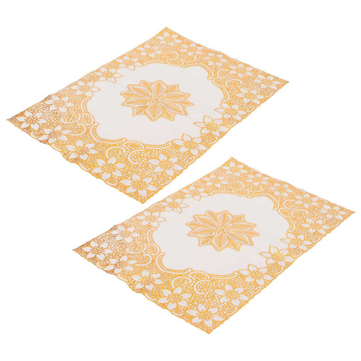 2PCS 30cmx45cm PVC Table Mat Gold Placemats Cup Coaster Pad Kitchen Wedding DecorationStyle 2