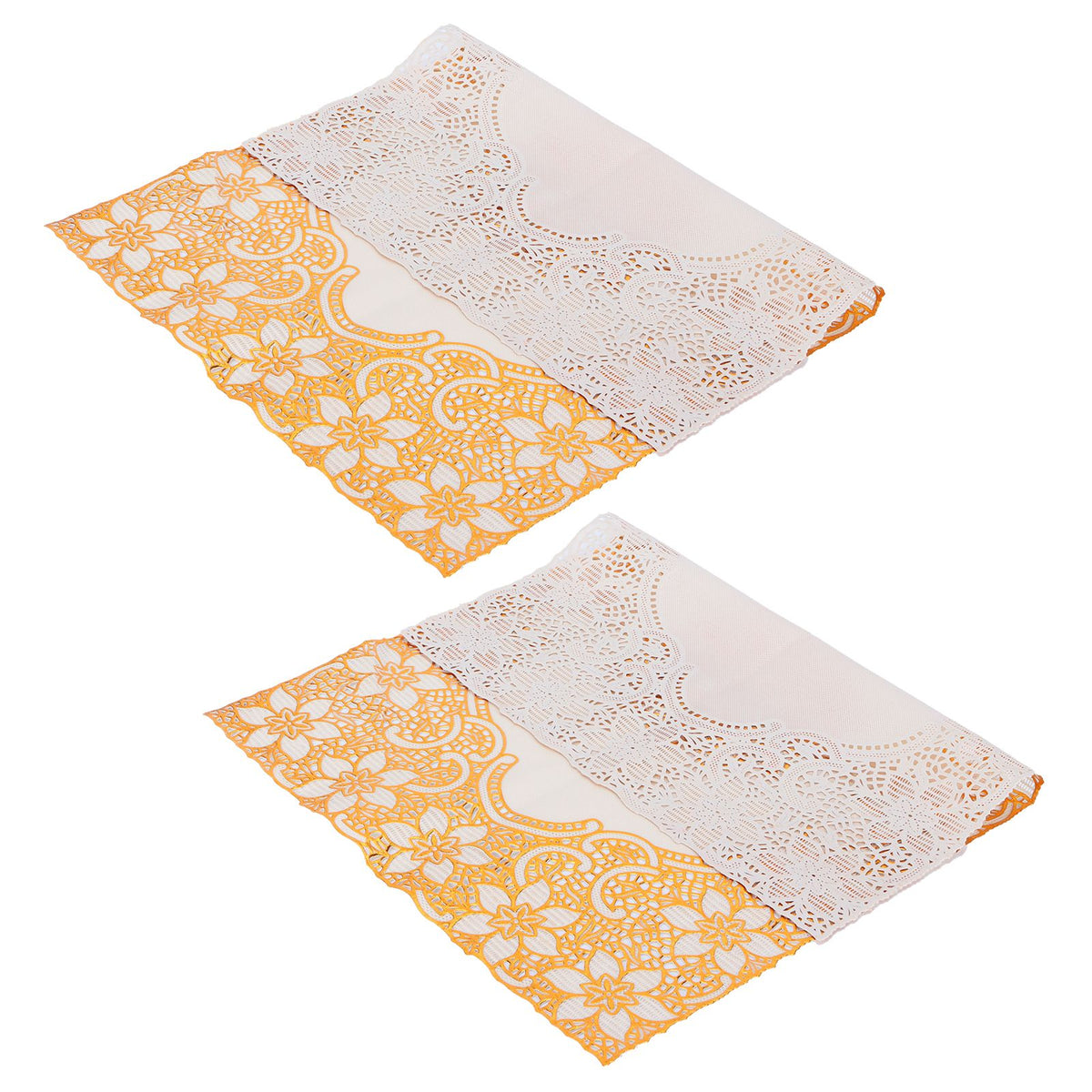 2PCS 30cmx45cm PVC Table Mat Gold Placemats Cup Coaster Pad Kitchen Wedding DecorationStyle 2