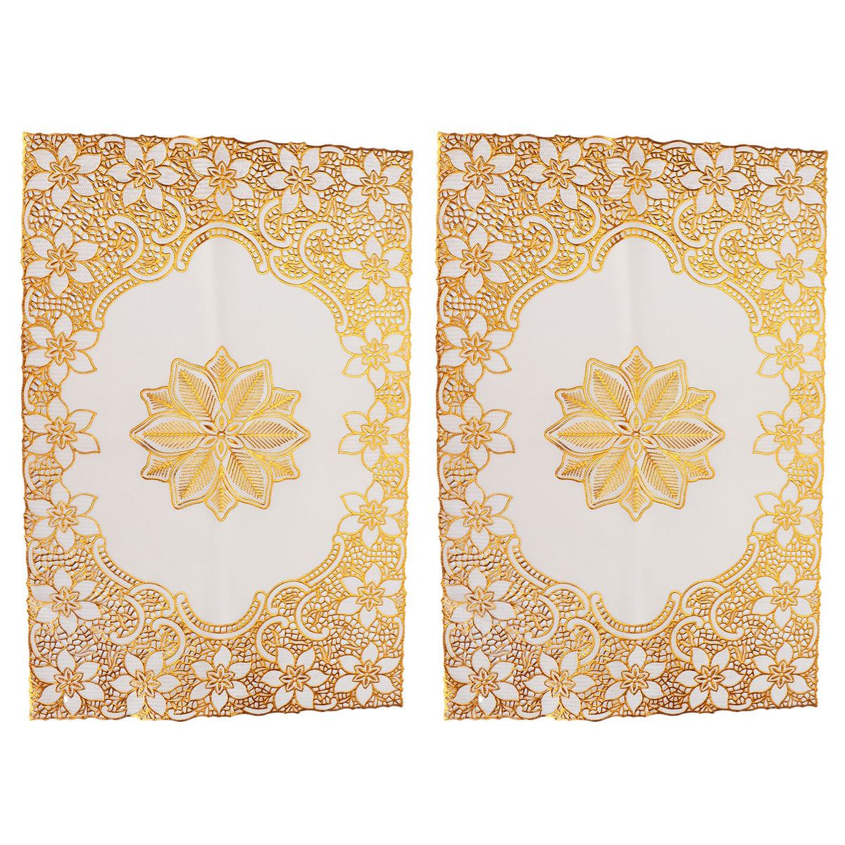 2PCS 30cmx45cm PVC Table Mat Gold Placemats Cup Coaster Pad Kitchen Wedding DecorationStyle 2