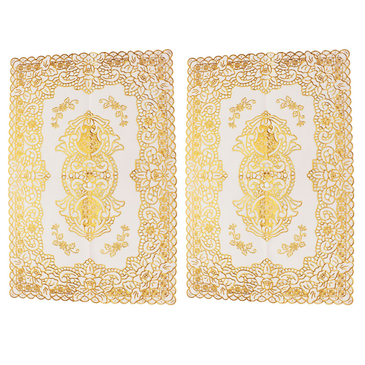 2PCS 30cmx45cm PVC Table Mat Gold Placemats Cup Coaster Pad Kitchen Wedding DecorationStyle 3