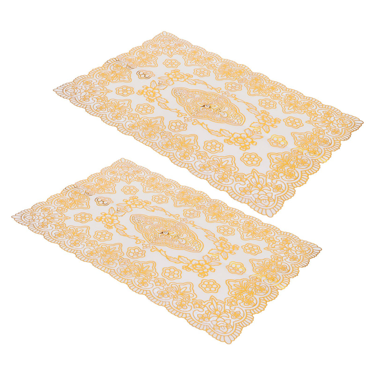 2PCS 30cmx45cm PVC Table Mat Gold Placemats Cup Coaster Pad Kitchen Wedding DecorationStyle 4