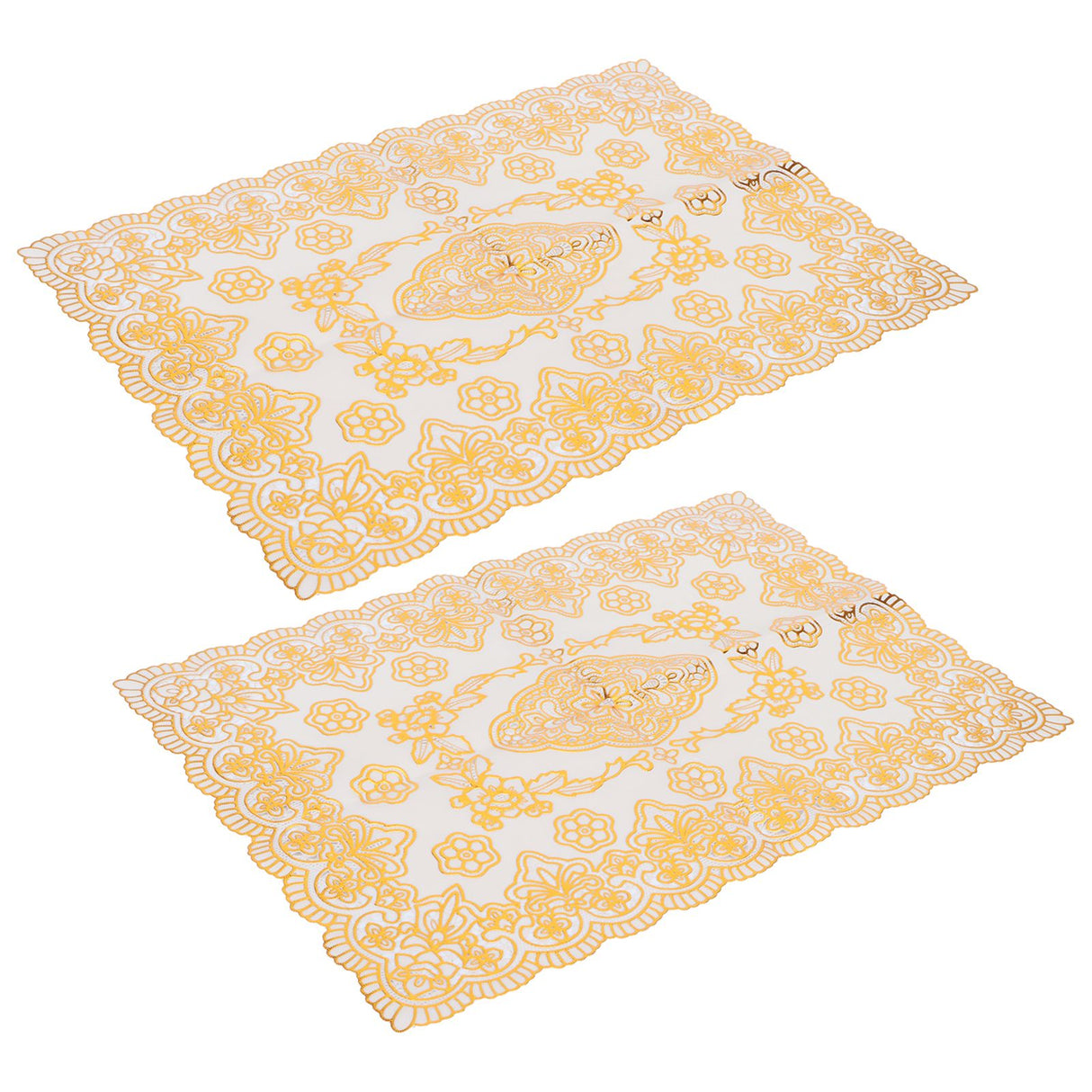 2PCS 30cmx45cm PVC Table Mat Gold Placemats Cup Coaster Pad Kitchen Wedding DecorationStyle 4