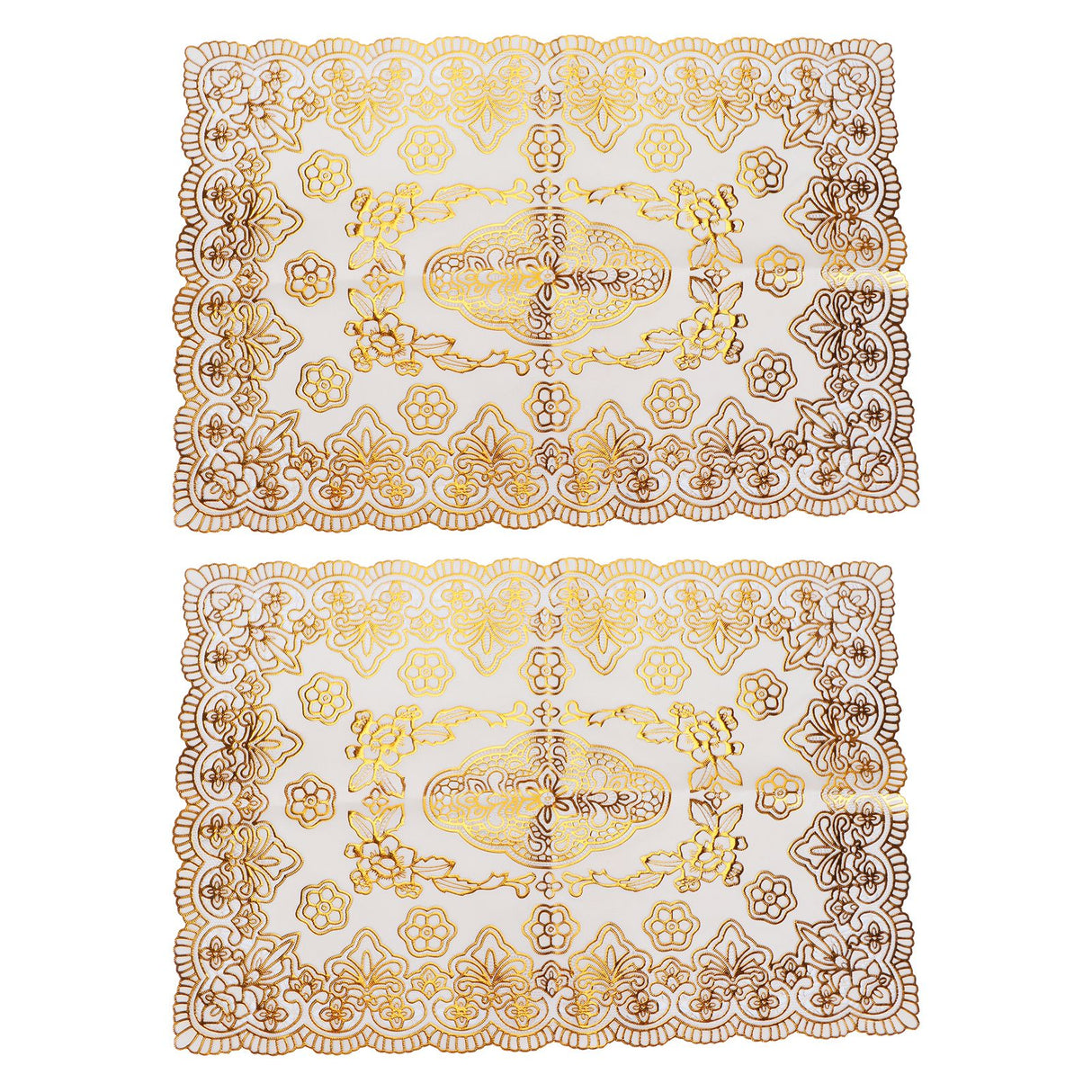 2PCS 30cmx45cm PVC Table Mat Gold Placemats Cup Coaster Pad Kitchen Wedding DecorationStyle 4