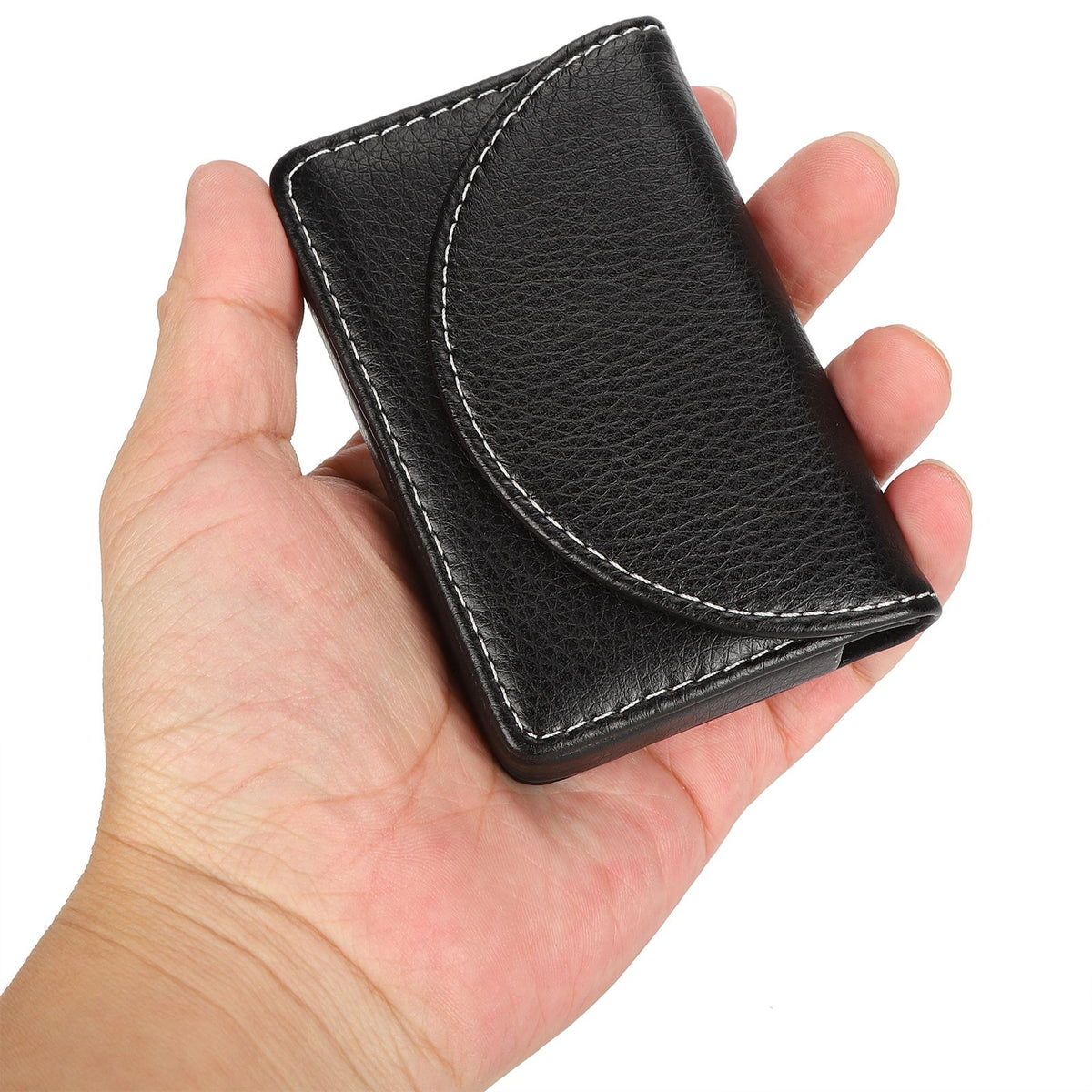 Business Name Card Case PU Leather Holder Organizer Gifts for Traveling BusinessBlack 033#