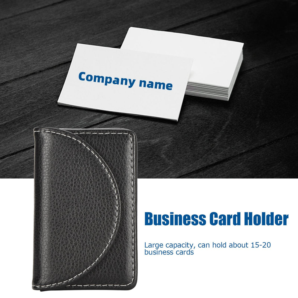 Business Name Card Case PU Leather Holder Organizer Gifts for Traveling BusinessBlack 033#
