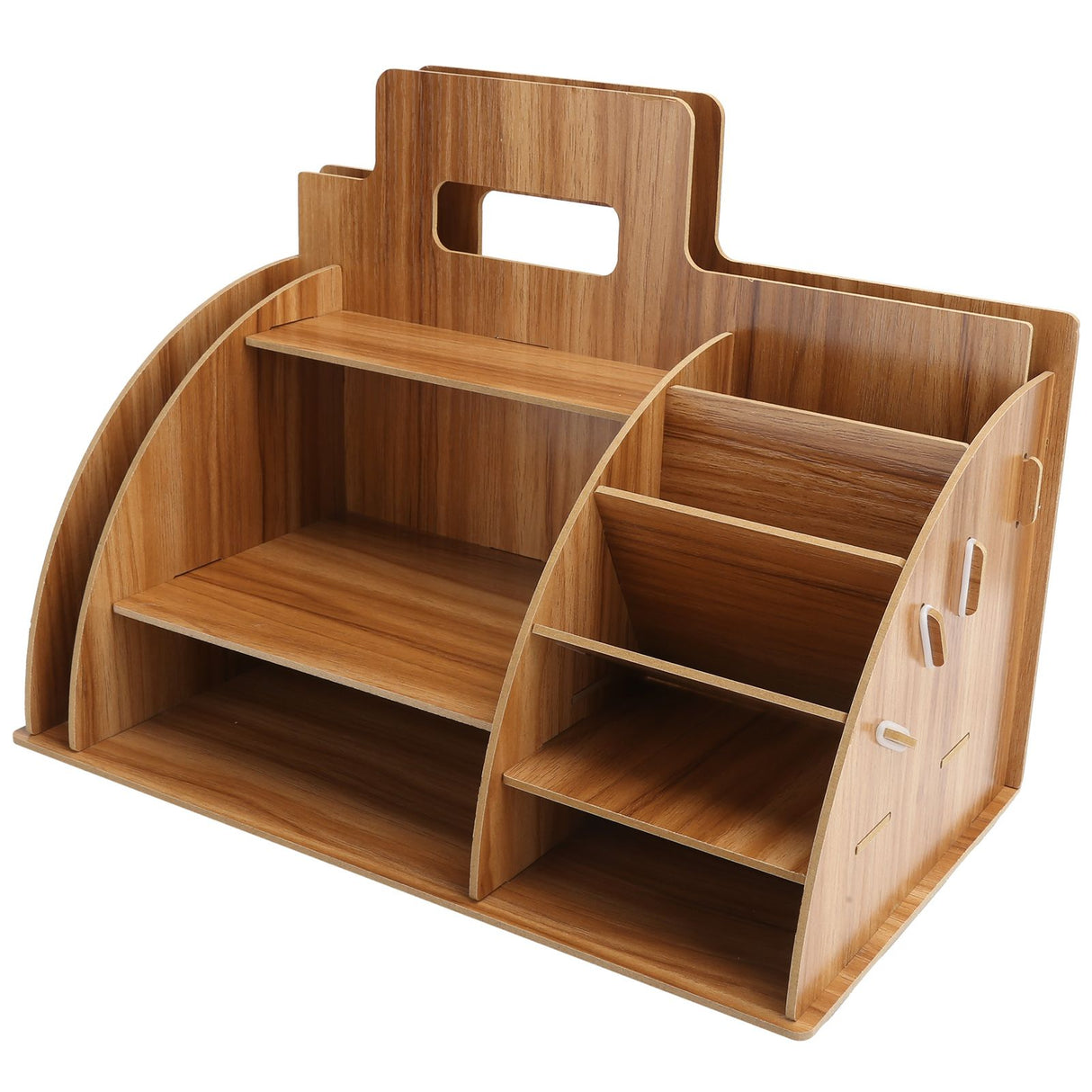 Wood Desktop Organizer Innovative Cosmetics Stationery Storage Rack for Home OfficeCherry Wood Color
