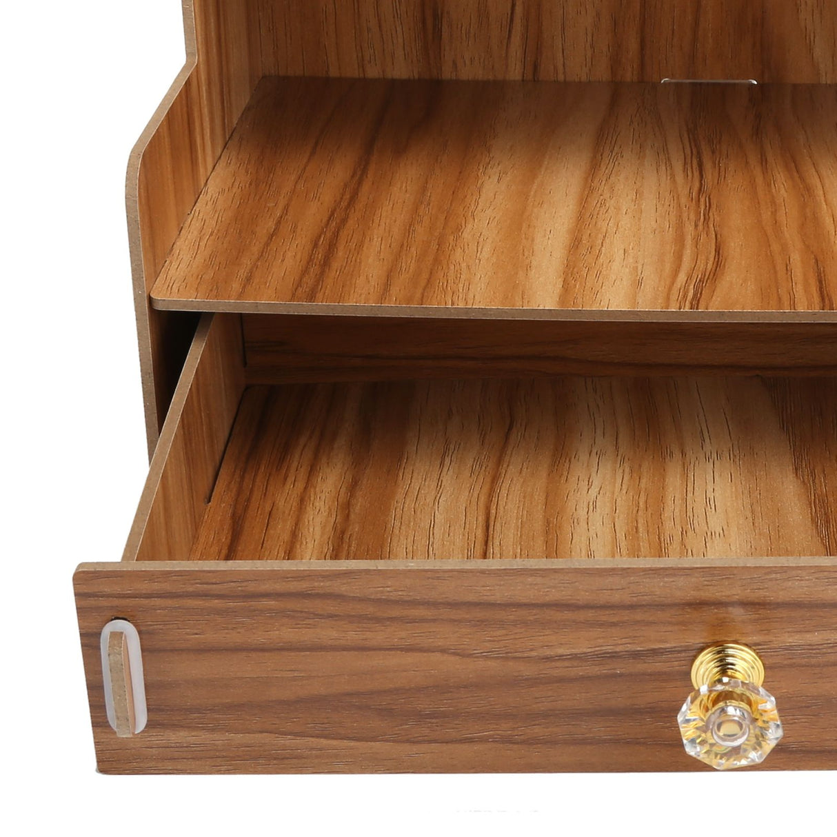 Desktop Organizer Wooden Pen Holder Storage Rack Stationery Supplies for Home OfficeCherry Wood Color