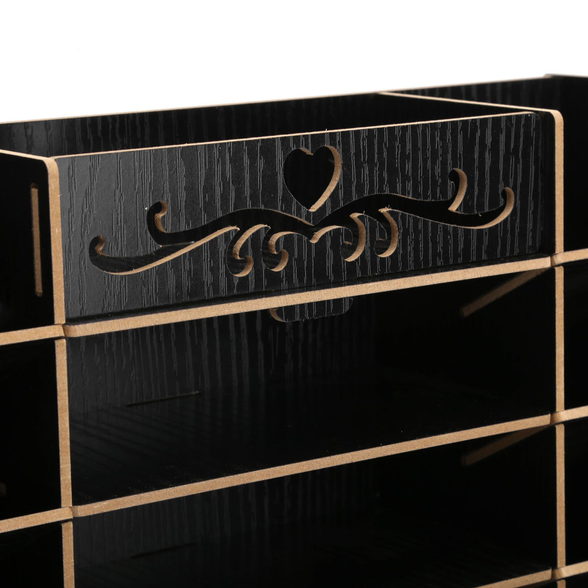Wooden Storage Box Innovative Desktop Pen Holder Container Stationery Rack OrganizerBlack