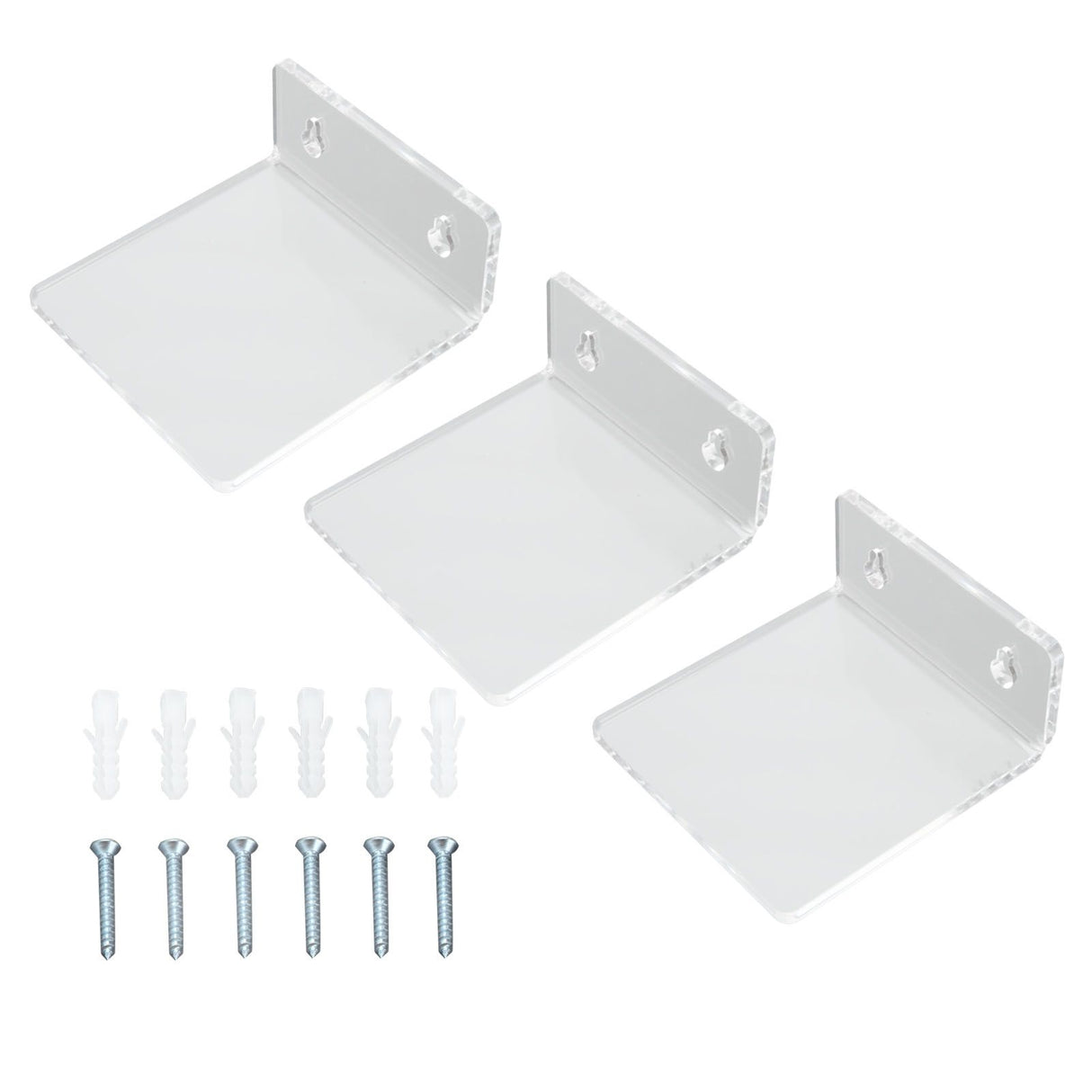 3PCS Clear Acrylic Display Rack Wall Mounted Floating Shelf for Home Toys Potted Plant Doll