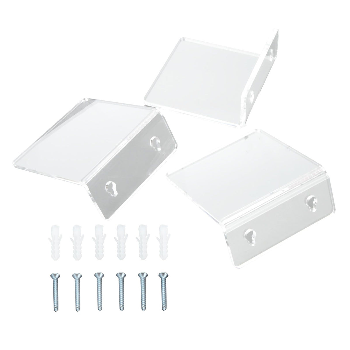 3PCS Clear Acrylic Display Rack Wall Mounted Floating Shelf for Home Toys Potted Plant Doll