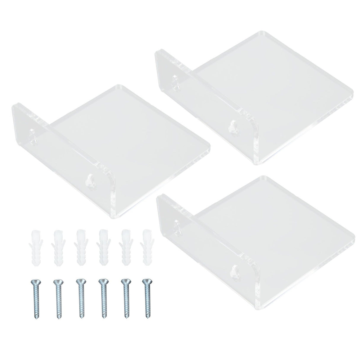 3PCS Clear Acrylic Display Rack Wall Mounted Floating Shelf for Home Toys Potted Plant Doll