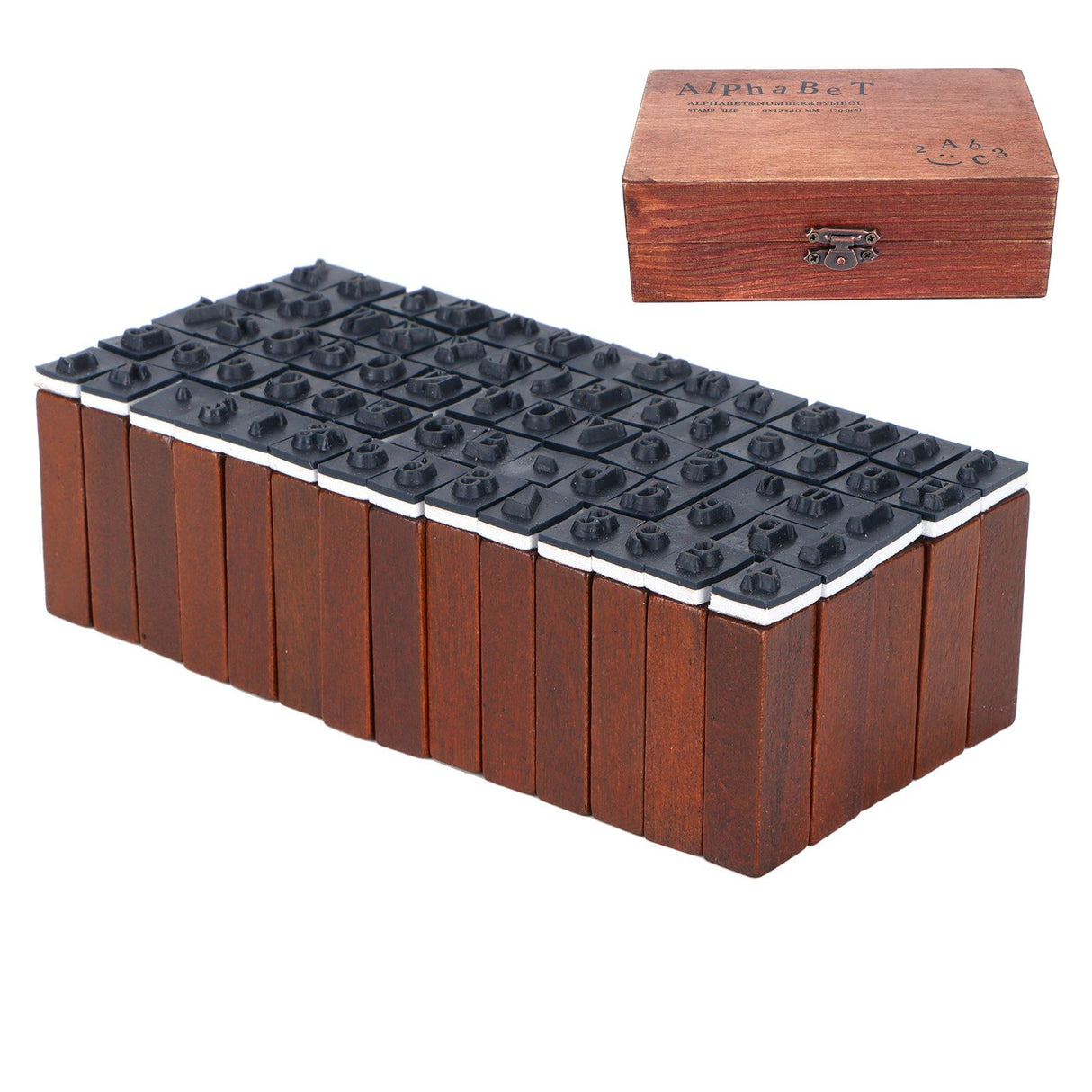 70Pcs/Set Stamps Kit Vintage Wood Alphabet Letter Number Stampers for DIY Scrapbook