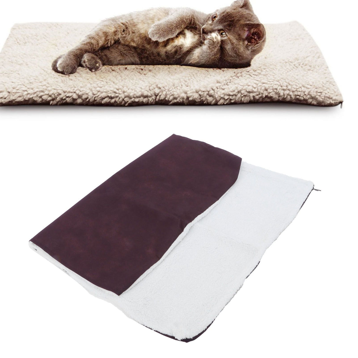 Pet Heating Pad Non Slip Detachable Insulation Warm Blanket for Pet House Dog Kennel(White 90x64cm)