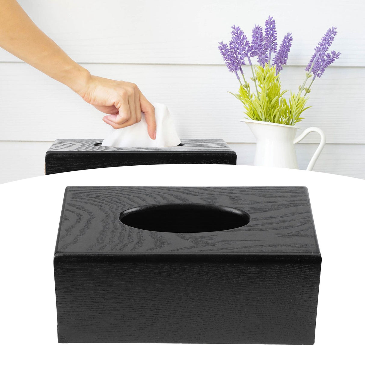 Black Wooden Tissue Box Napkin Case Elegant Style Tissue Holder for Home Hotel Living Room