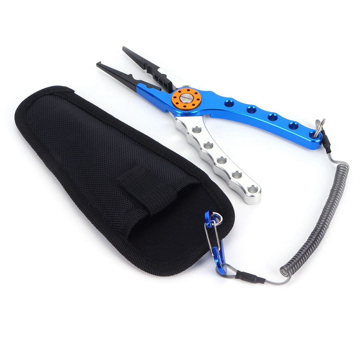 Fishing Lure Pliers Tongs Multifunction Aluminum Alloy Hook Remover Tool Equipment(Blue Silver )