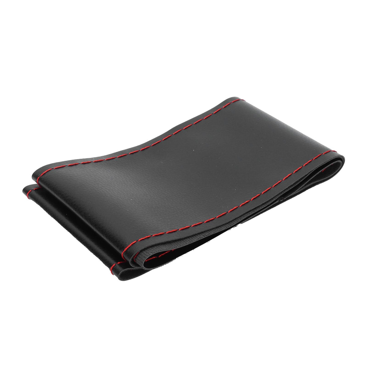 Universal Steering Wheel Cover with Needle Thread Protector for External Diameter of 3738cm(Black Red Thread )