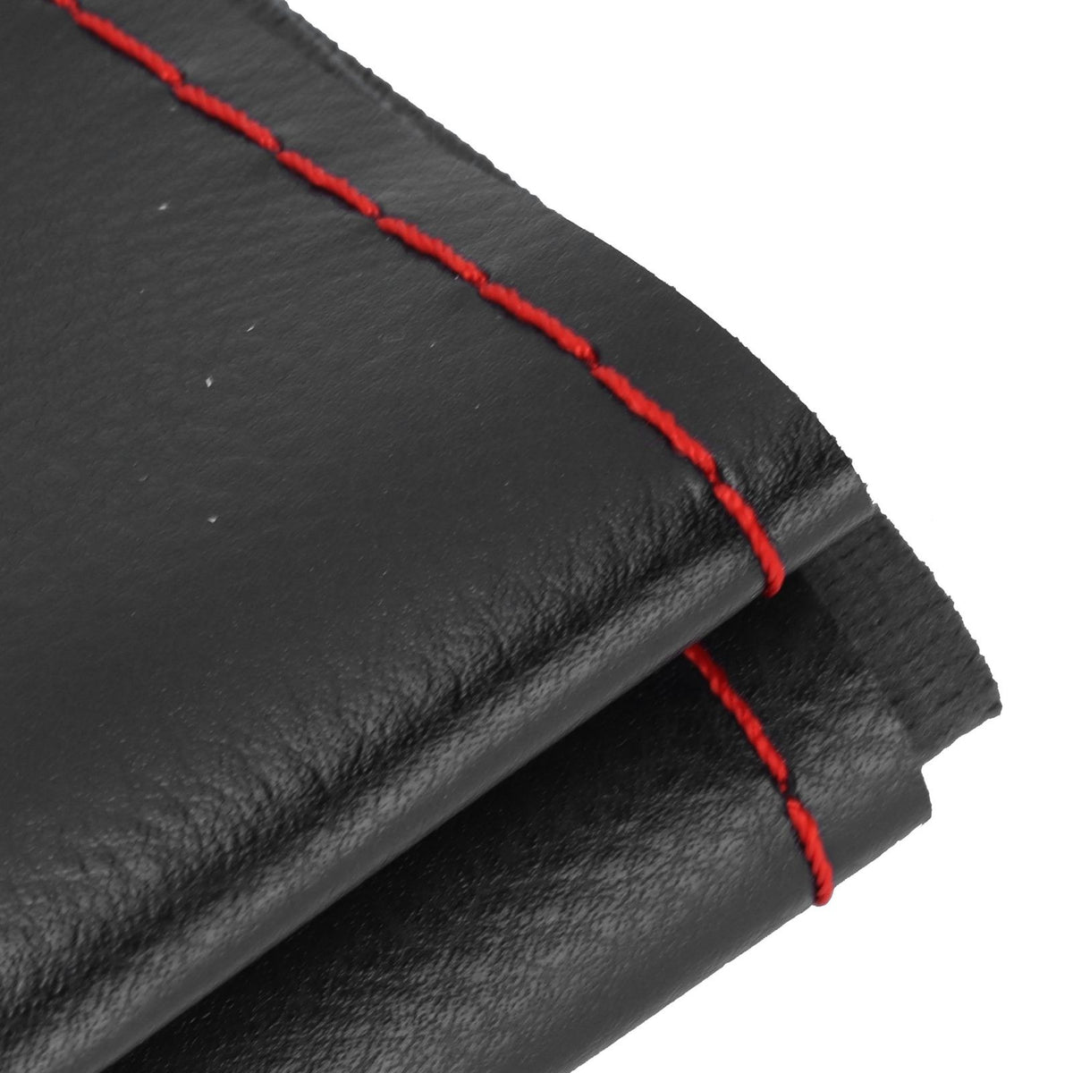 Universal Steering Wheel Cover with Needle Thread Protector for External Diameter of 3738cm(Black Red Thread )