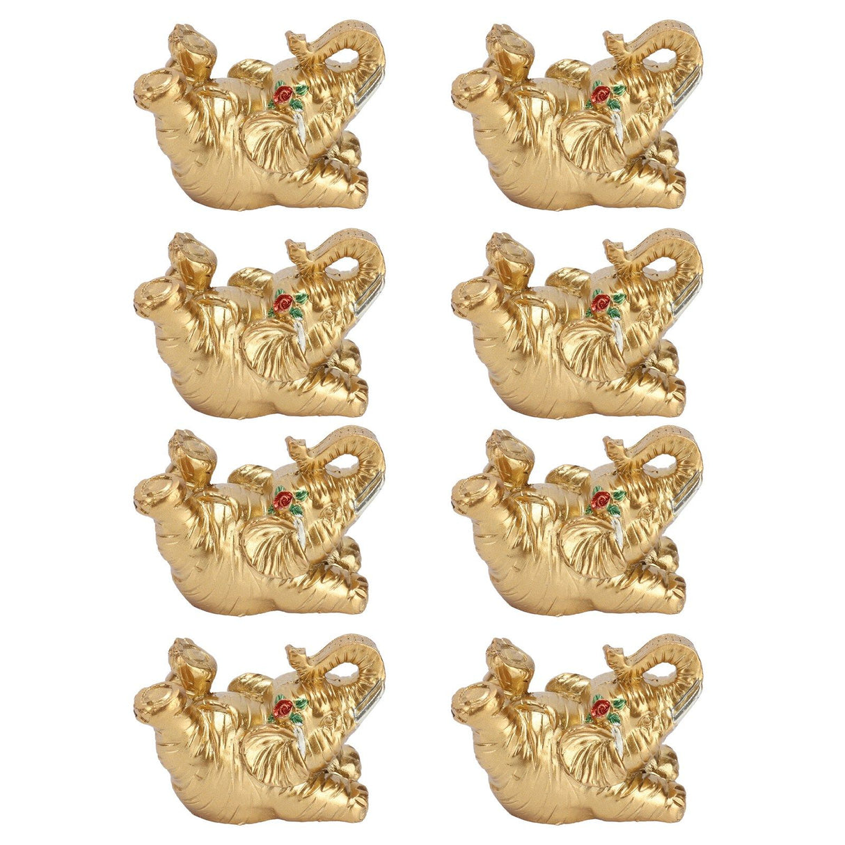 8Pcs Resin Elephant Statue Decor Innovative Home Table Decoration Ornament Birthday Gift Gold