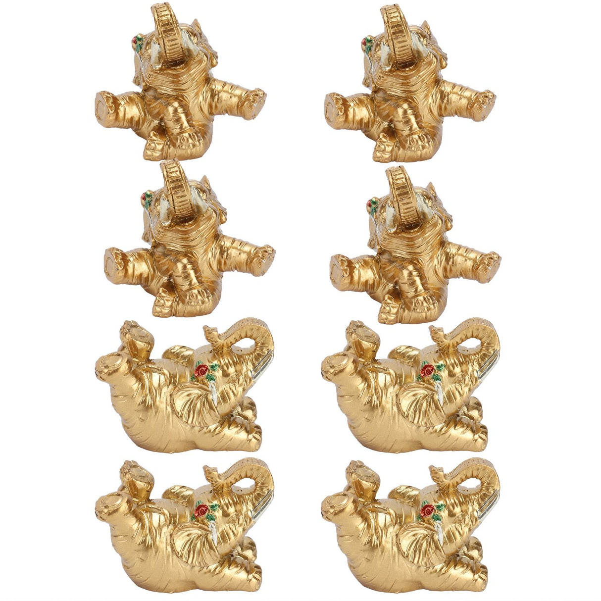 8Pcs Resin Elephant Statue Decor Innovative Home Table Decoration Ornament Birthday Gift Gold