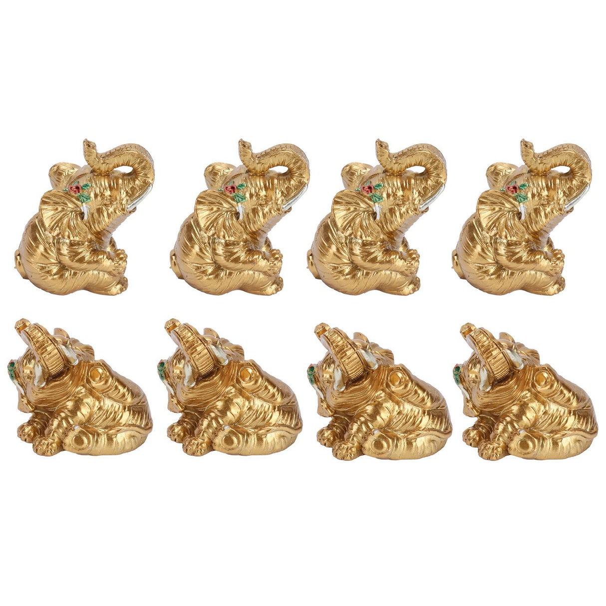 8Pcs Resin Elephant Statue Decor Innovative Home Table Decoration Ornament Birthday Gift Gold