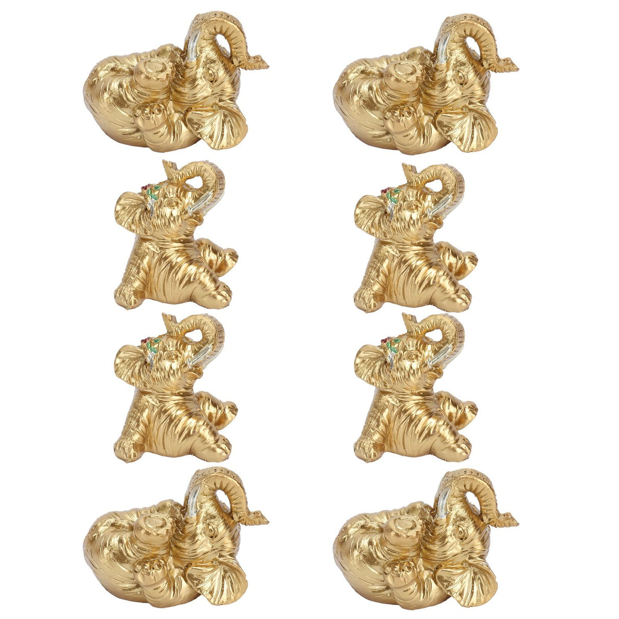 8Pcs Resin Elephant Statue Decor Innovative Home Table Decoration Ornament Birthday Gift Gold