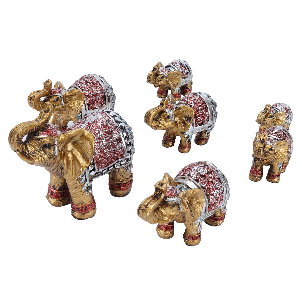 7Pcs Cute Resin Elephant Statue Decor Vivid Ornament Craft Gift for Home Table Decoration