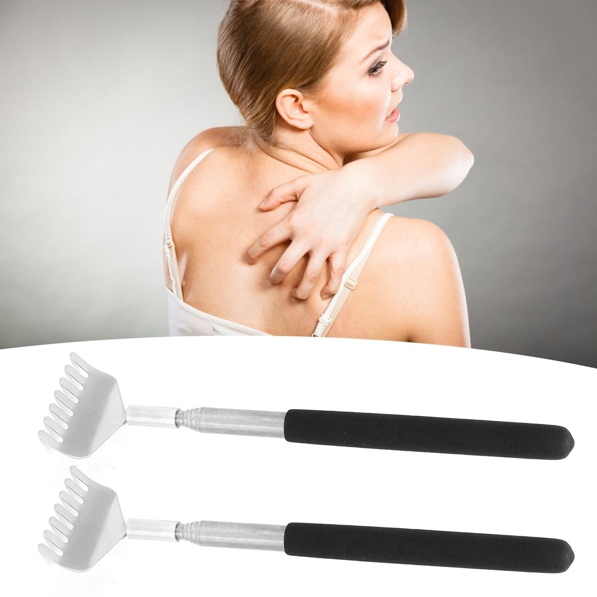 2Pcs Retractable Back Scratcher Portable Stainless Steel Scratching Tool 20‑68cm