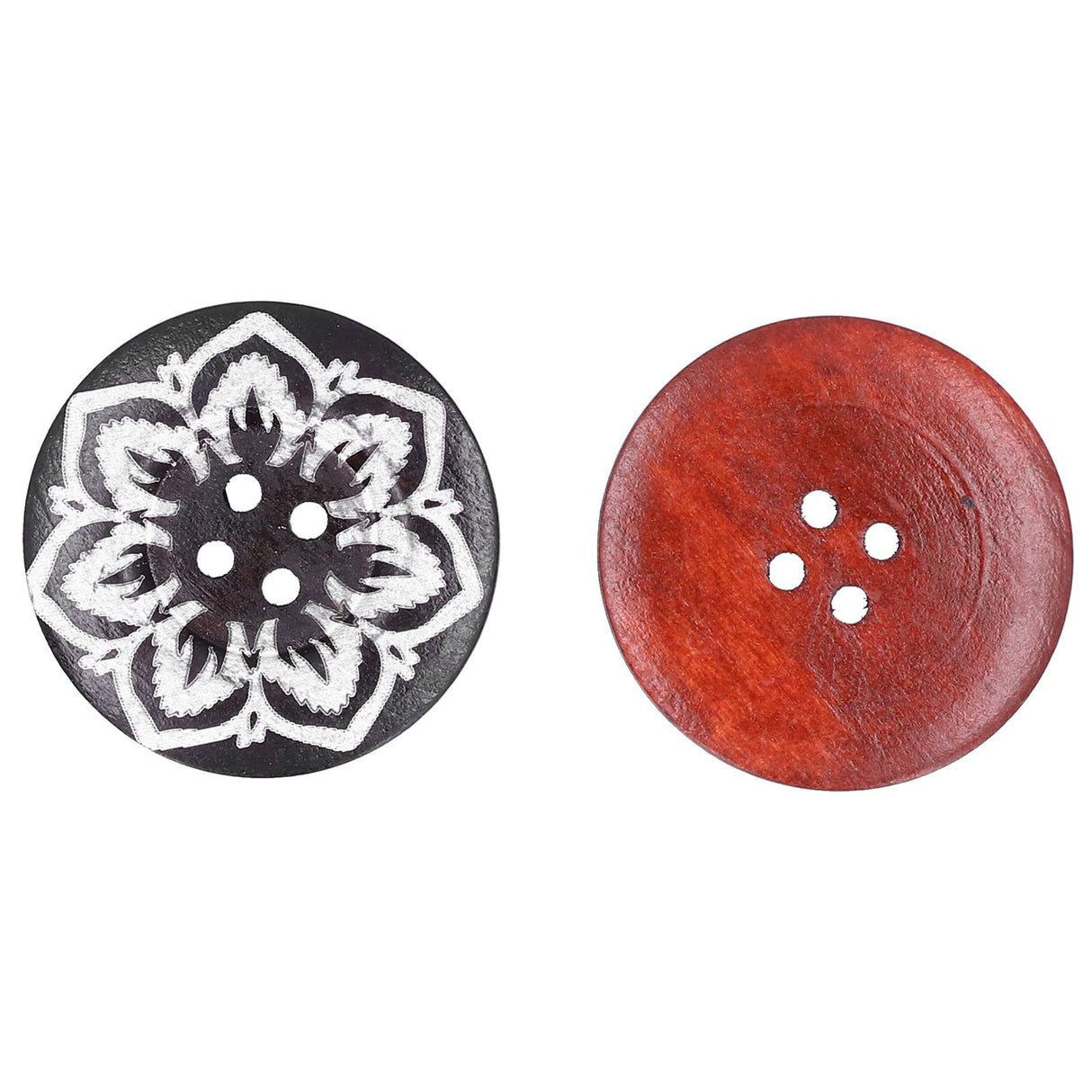 10Pcs Round Buttons Mixed Pattern Carving 4‑Holes Button DIY Art Crafts Supplies