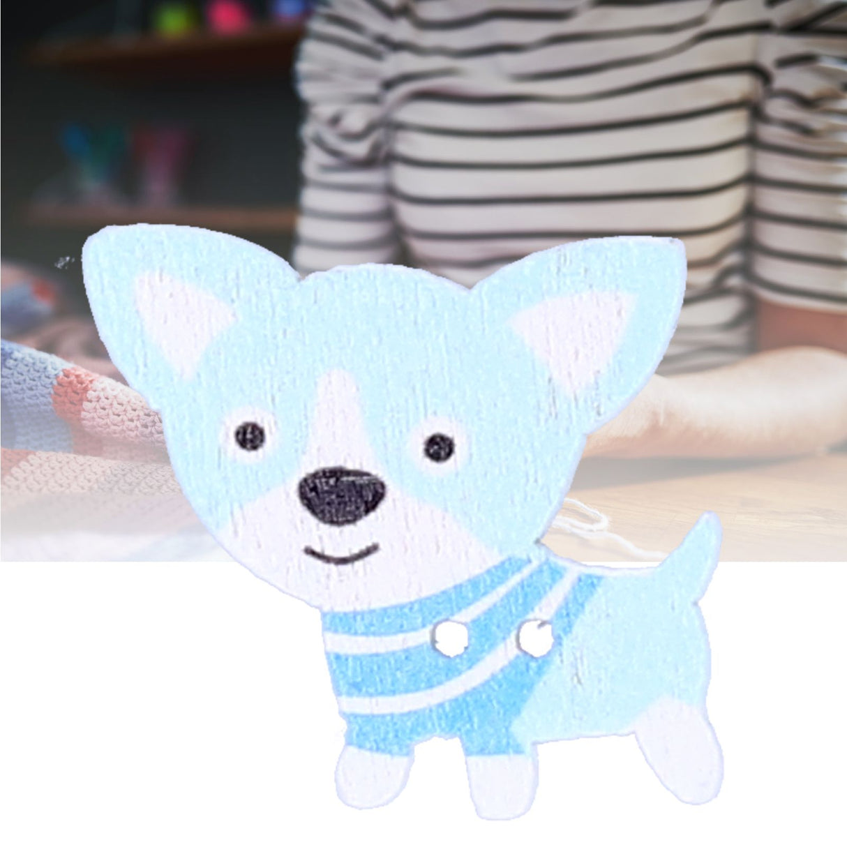 50Pcs Mixed Wooden Buttons Cartoon Dog Shape Button DIY HandSewn Clothes Decoration