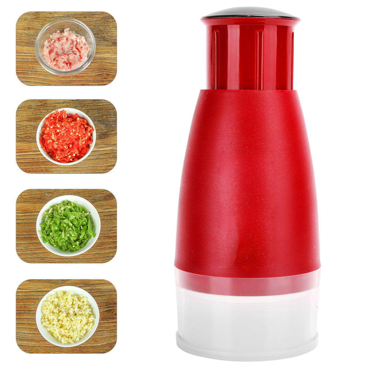 Manual Chopper Hand Press Garlic Ginger Garlic Chop Cutter Household with 2pcs Plastic BoxRed