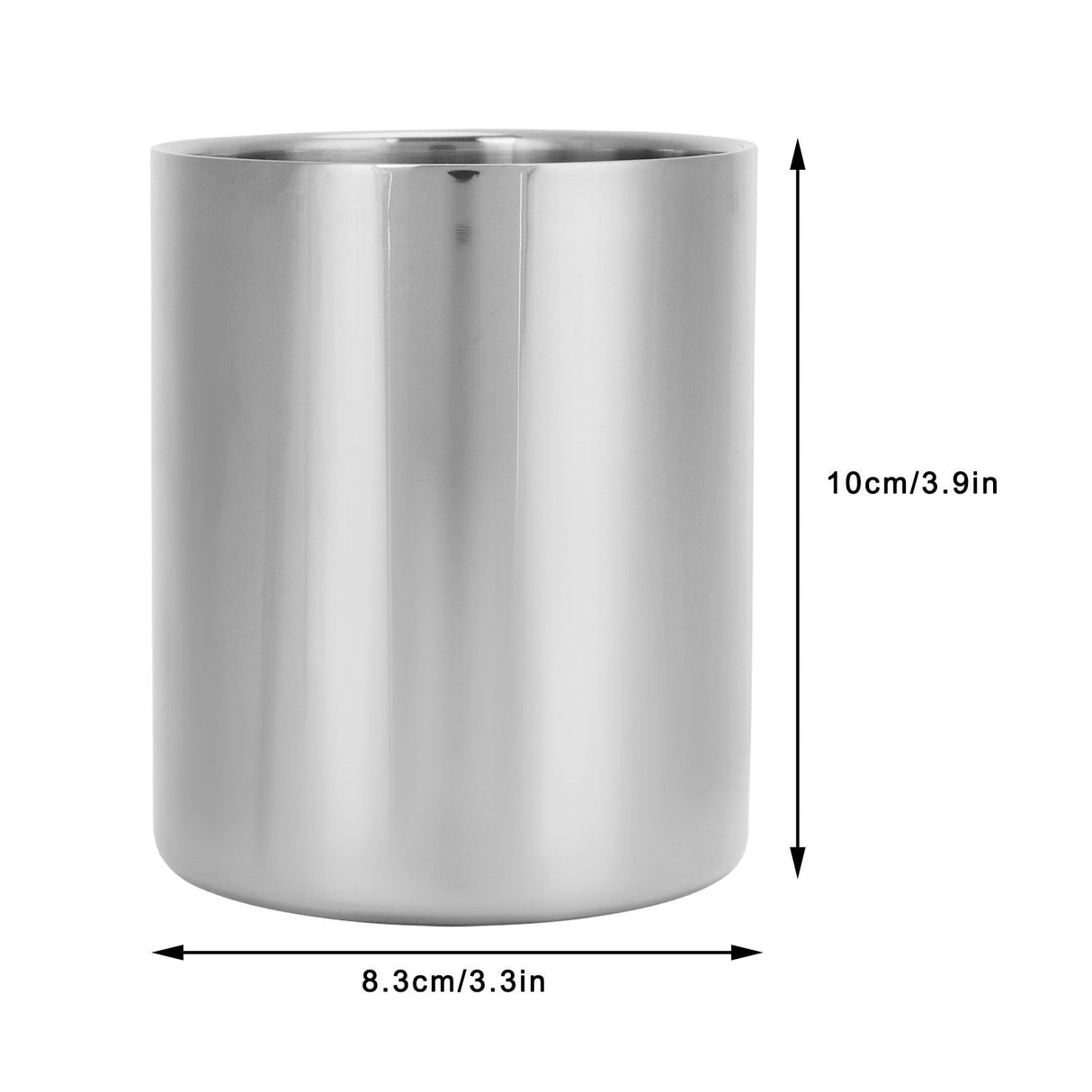 Stainless Steel Pencil Cup Holder Desk Organizer Flower Vases Pen Makeup Brush ContainerSilver