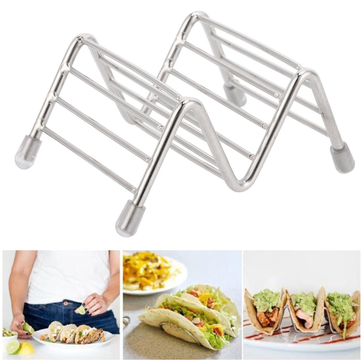 Taco Holder Innovative 304 Stainless Steel Pancake Stand Tray for Kitchen Restaurant1/2 Grid