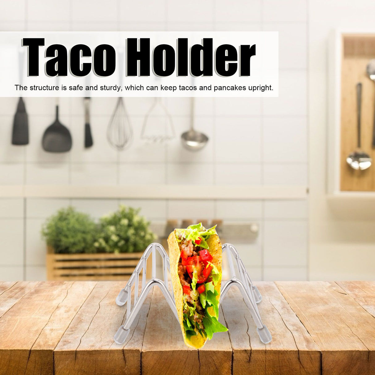 Taco Holder Innovative 304 Stainless Steel Pancake Stand Tray for Kitchen Restaurant1/2 Grid
