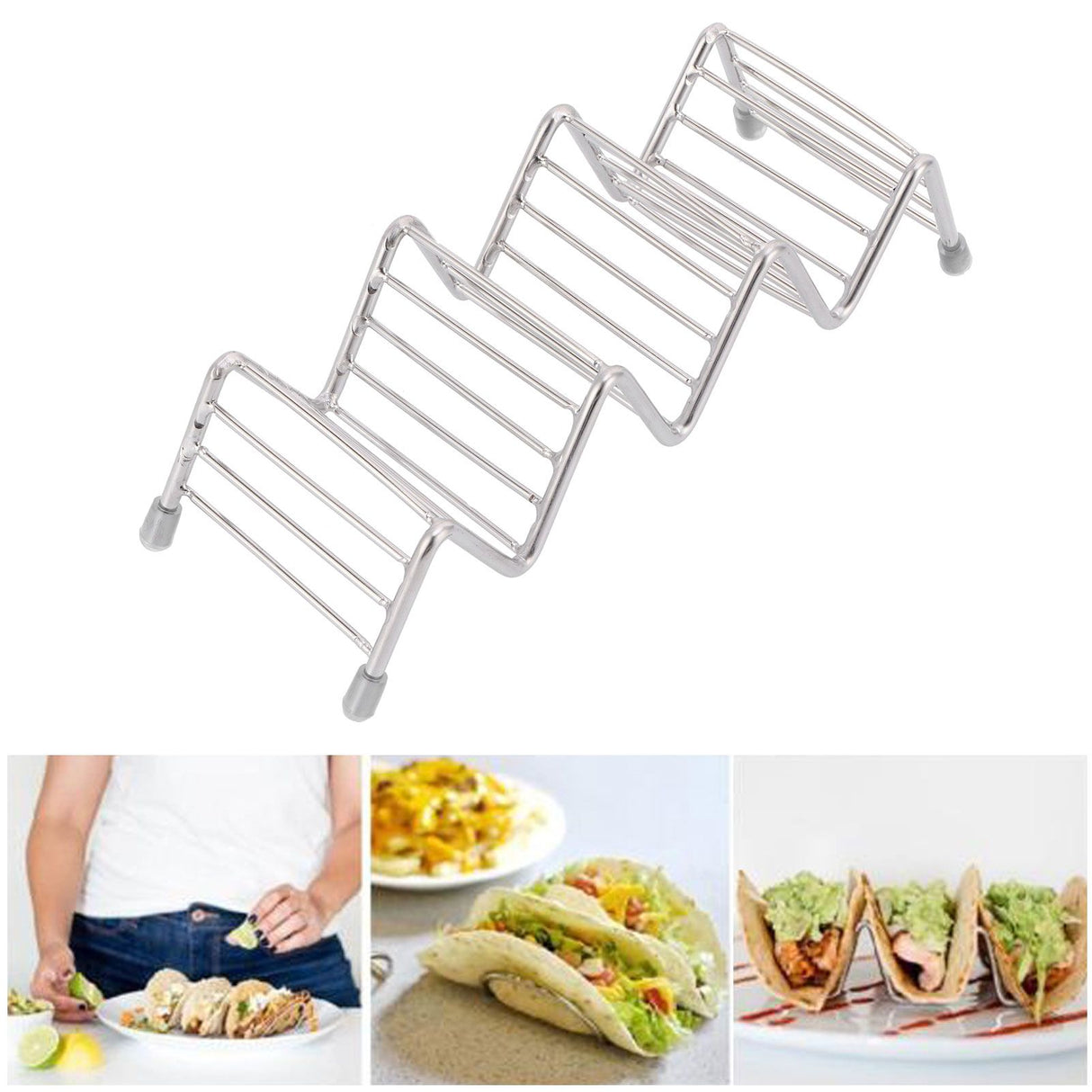 Taco Holder Innovative 304 Stainless Steel Pancake Stand Tray for Kitchen Restaurant3/4 Grid