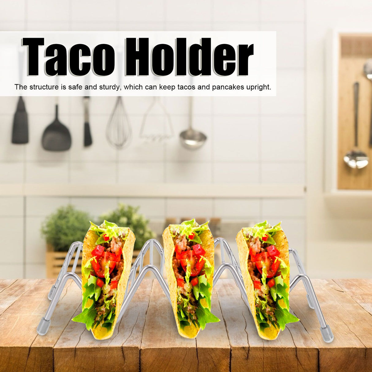 Taco Holder Innovative 304 Stainless Steel Pancake Stand Tray for Kitchen Restaurant3/4 Grid