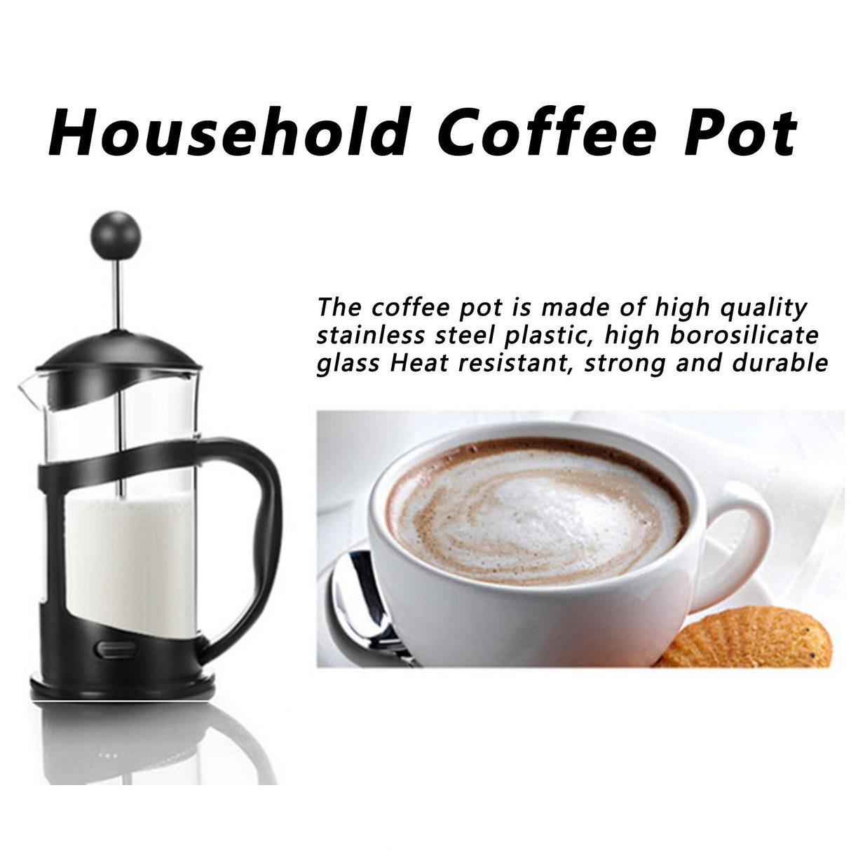 Coffee Tea Maker Kettle High Temperature Resistant Borosilicate Filter Teapot Hand Brewing Black350ml