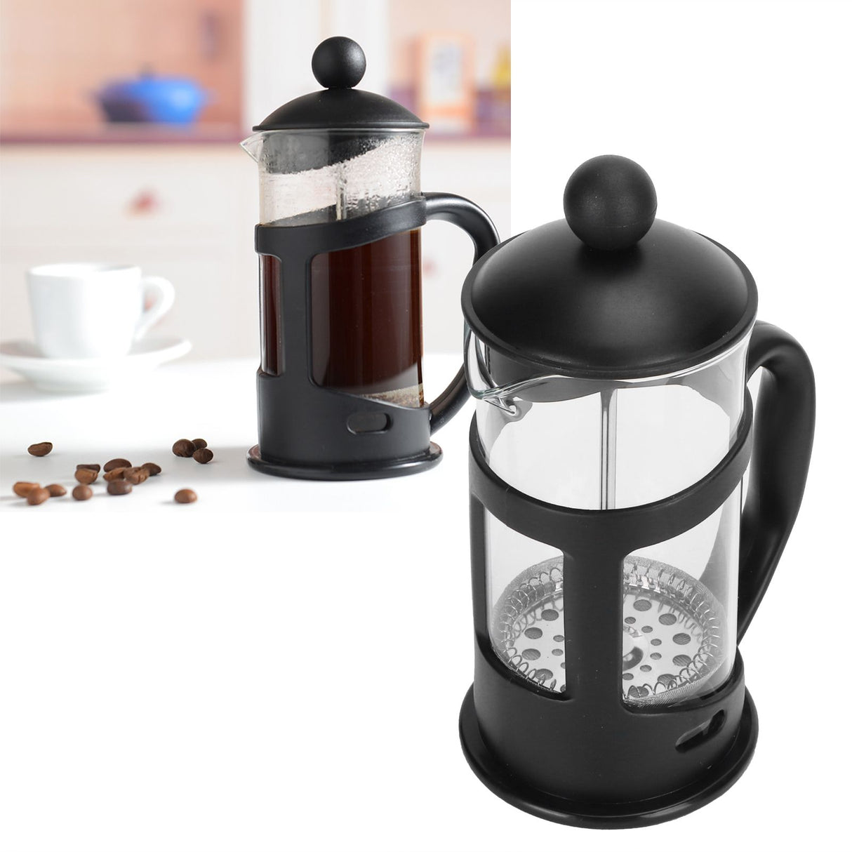 Coffee Tea Maker Kettle High Temperature Resistant Borosilicate Filter Teapot Hand Brewing Black600ml