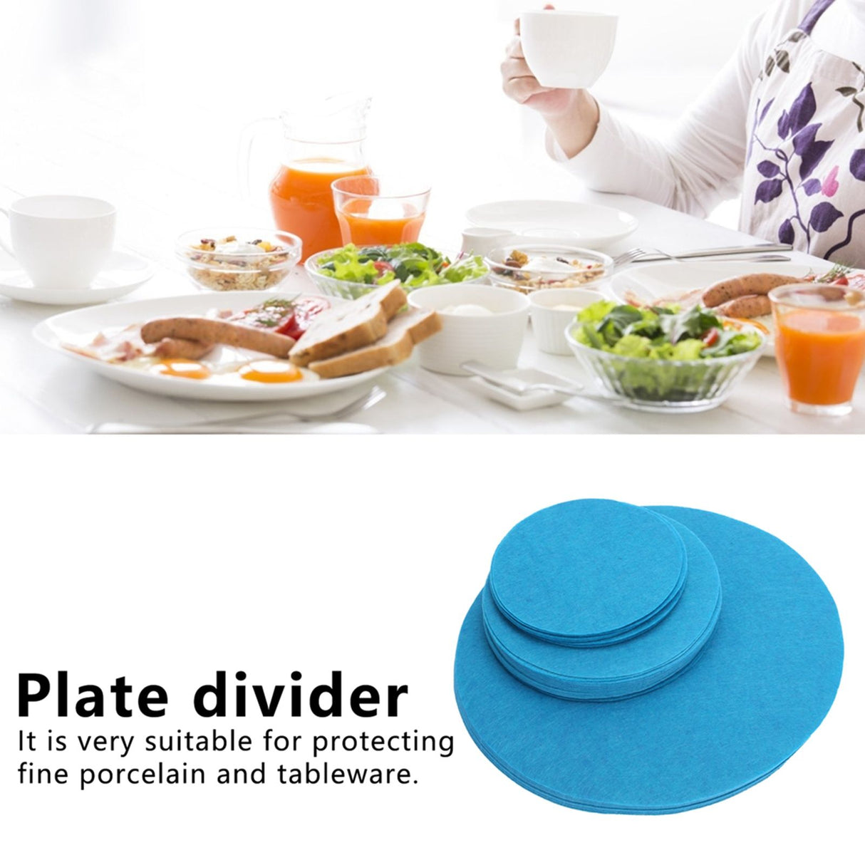 Felt Dish Protection Pad Bowl Anti Friction Pad Pot Stacking Food Plate Divider Separator Protectors(Lake Green 48PCS)
